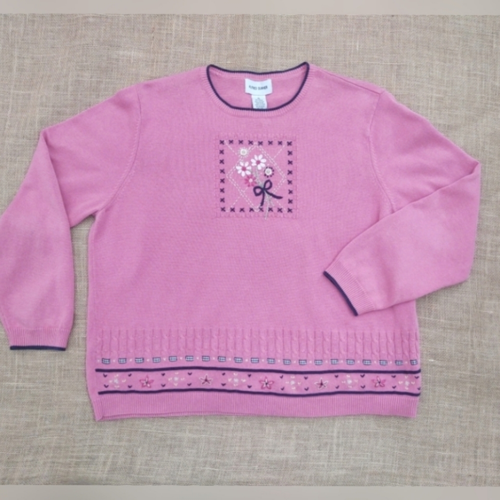 Alfred Dunner pullover sweater with embroidered front XL